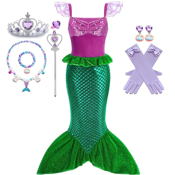 Kids’ Mermaid Princess Costume Dress – Cosplay Party Outfit