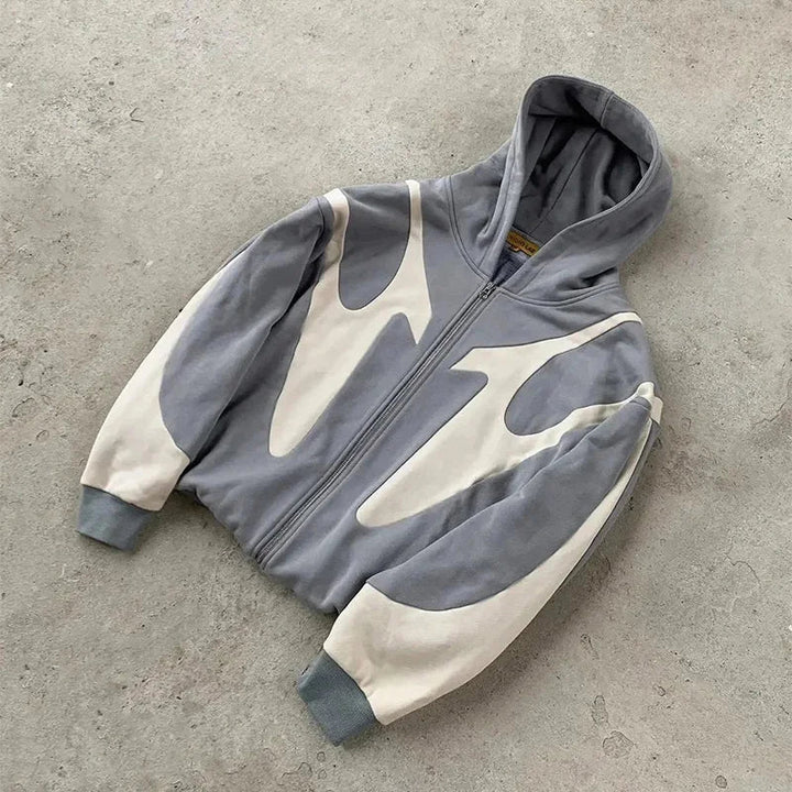 Graphic Zip-Up Hoodie – Y2K Harajuku Streetwear