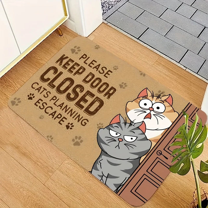 Cute Cat Non-Slip Doormat | Washable Cartoon Welcome Floor Rug