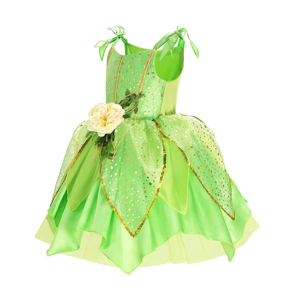 Girls’ Green Woodland Fairy Costume – Princess Dress