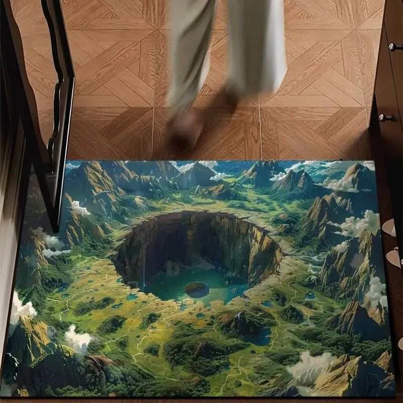 3D Waterfall Non-Slip Doormat | Nature Landscape Welcome Rug