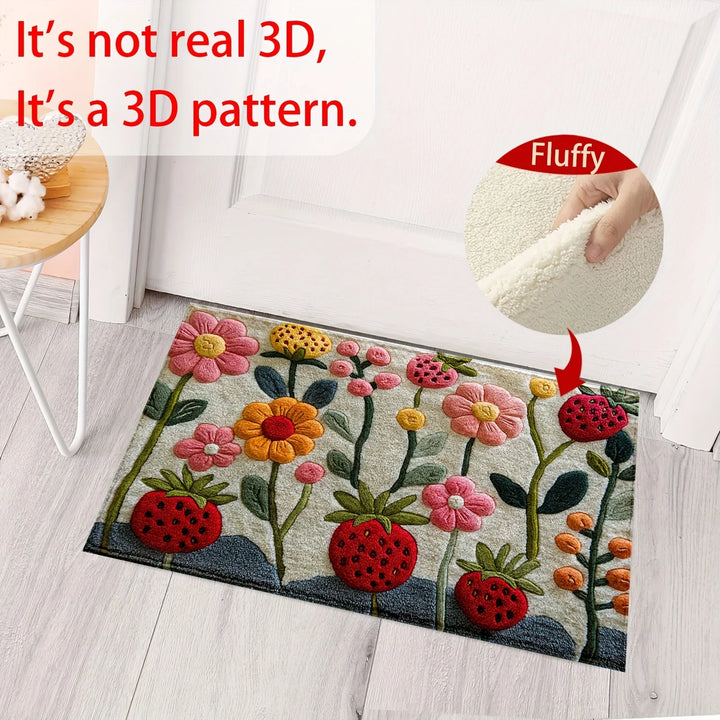 Garden Flower Non-Slip Area Rug | Floral Kitchen & Entryway Mat