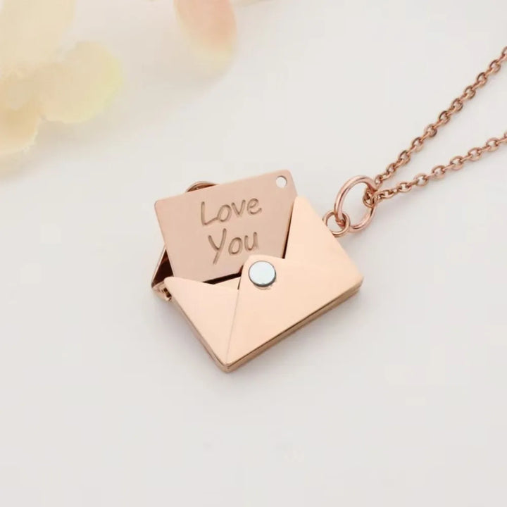 Portable Envelope Locket Necklace Confession Love You Stainless Steel Love Letter Envelope Pendant Engraved Pendant Jewelry