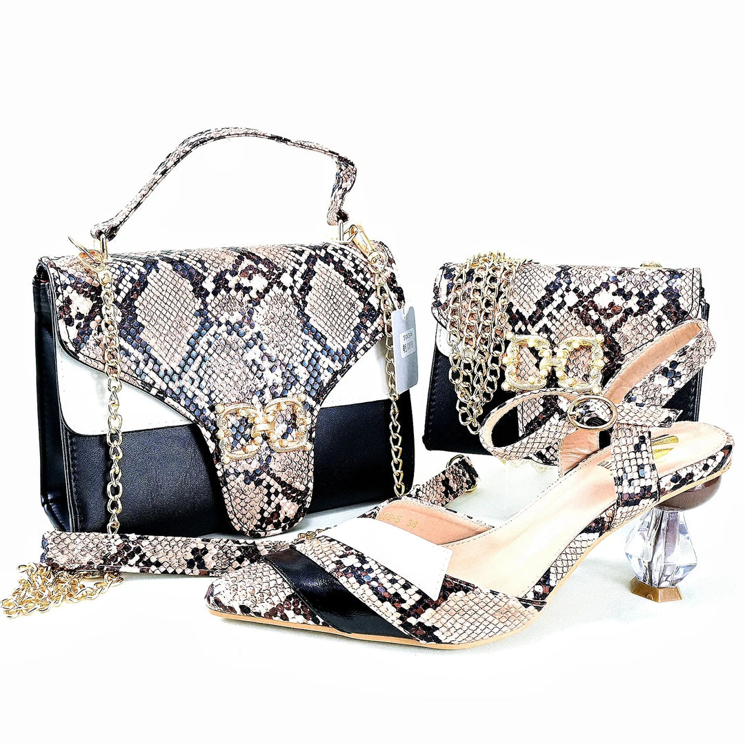 Red Alligator Shoes & Matching Bag Set – Elegant Women's Dress Collection