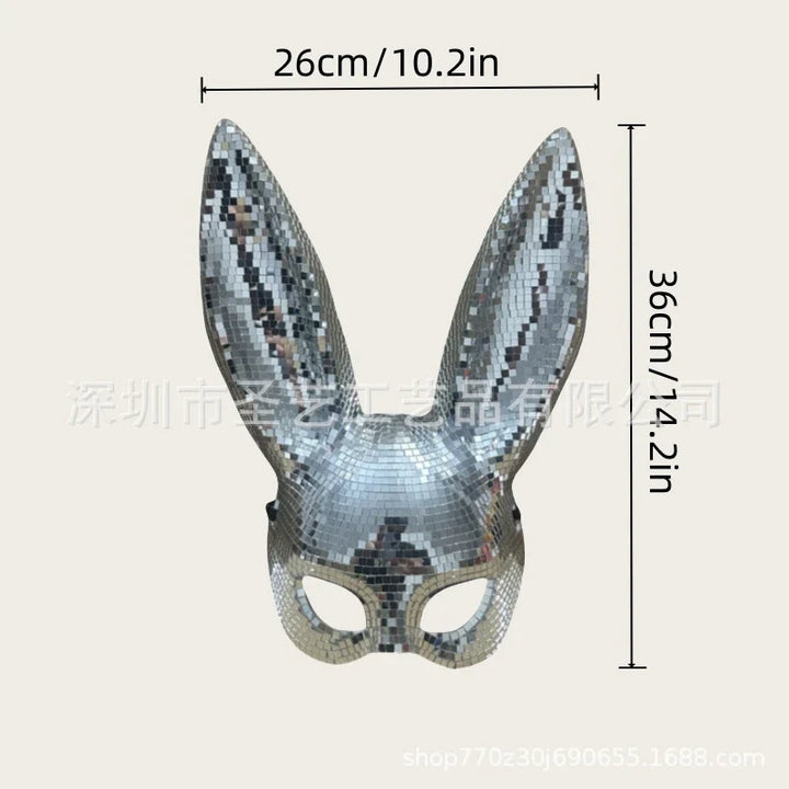 Sparkling Disco Mirror Bunny Costume Mask