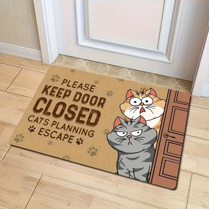 Cute Cat Non-Slip Doormat | Washable Cartoon Welcome Floor Rug