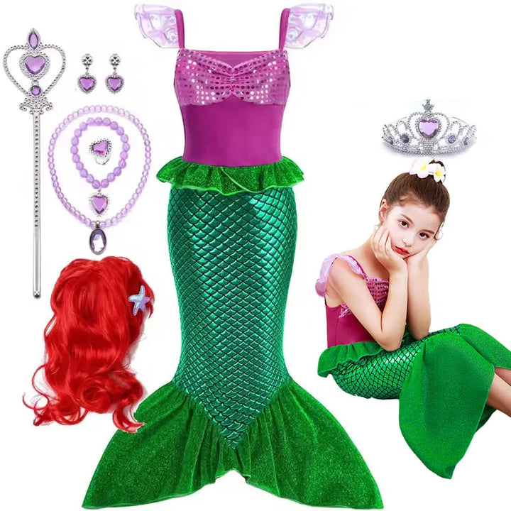 Kids’ Mermaid Princess Costume Dress – Cosplay Party Outfit