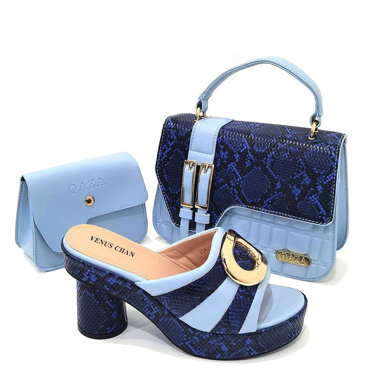 Italian Shoes and Bag Sets HTG1-9 – Black & White Snake