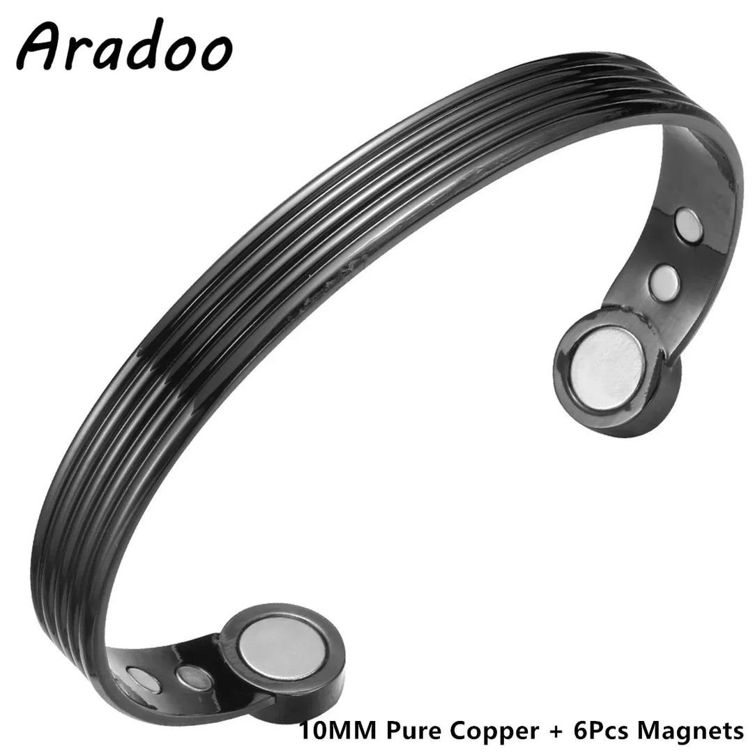 ARADOO Braided Pure Copper Magnetic Cuff Bracelet for Women