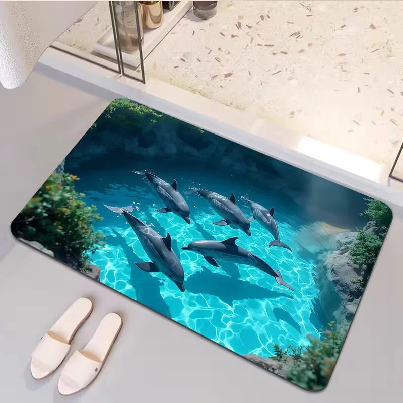 Shark Glacier Non-Slip Doormat | Washable Microfiber Floor Mat