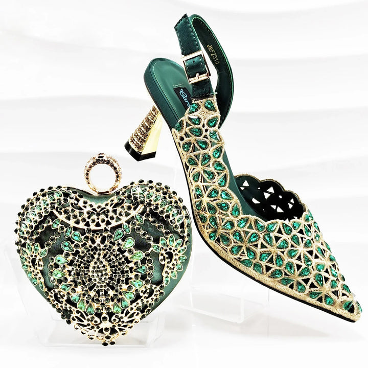 Latest Italian Ladies Shoes with Matching Heart Bag