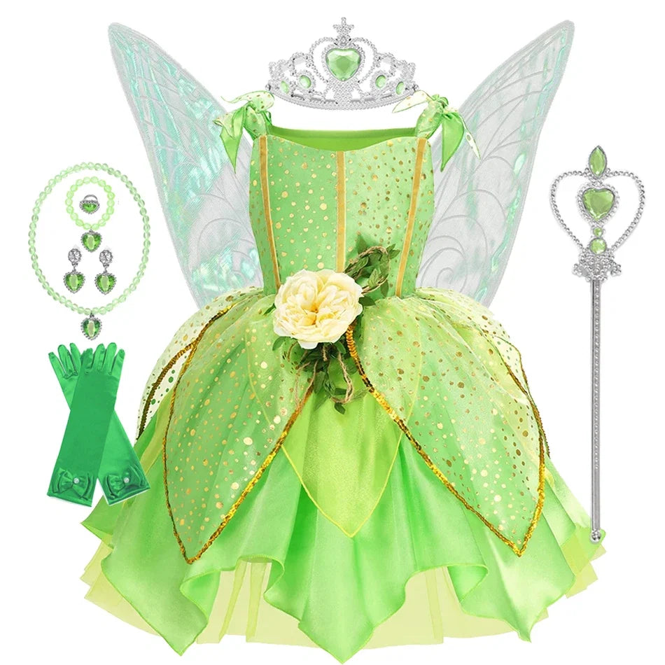Girls’ Green Woodland Fairy Costume – Princess Dress