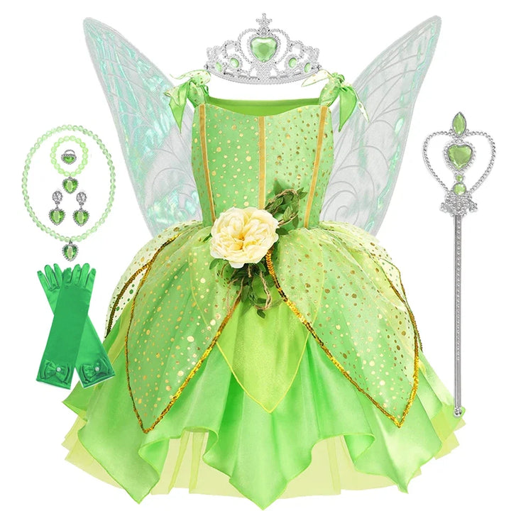 Girls’ Green Woodland Fairy Costume – Princess Dress