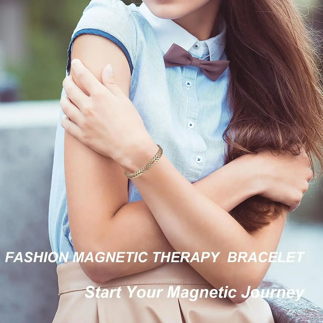 ARADOO Braided Pure Copper Magnetic Cuff Bracelet for Women