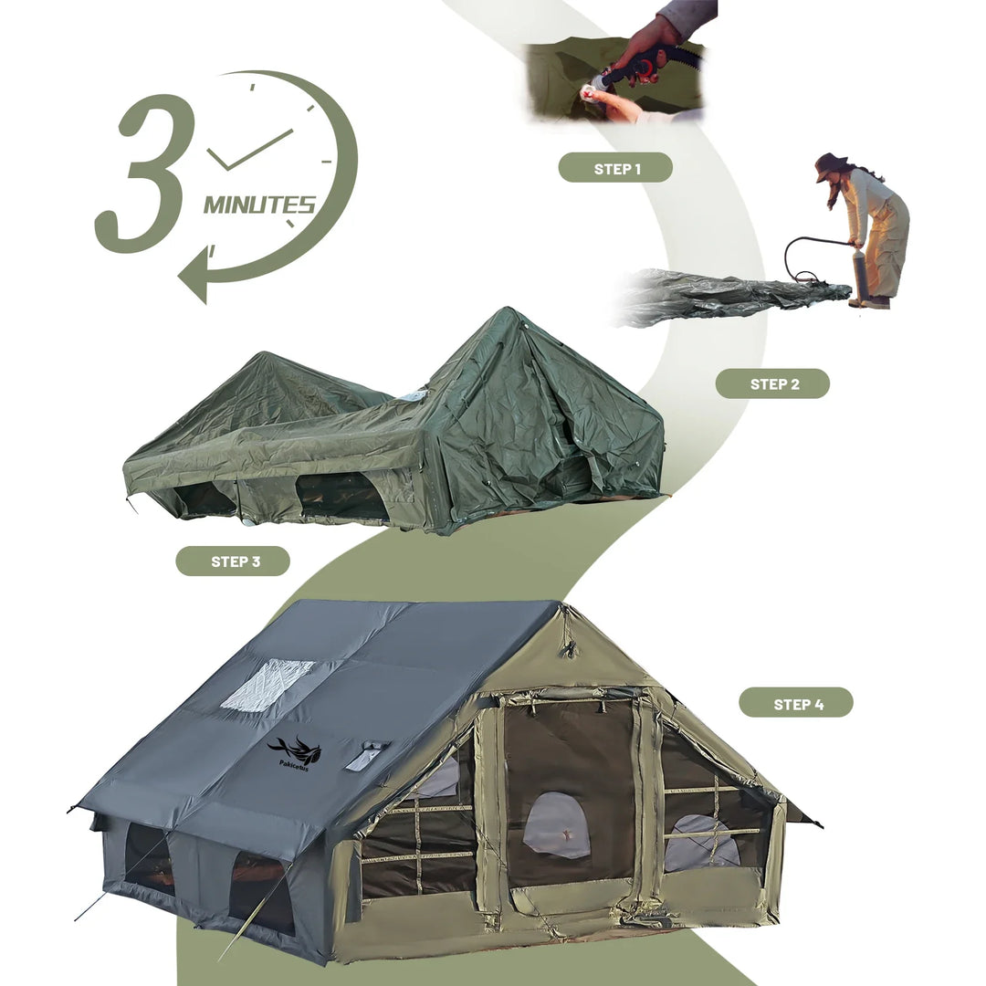 PAKICETUS 4–8 Person Inflatable Water-Resistant Camping Tent