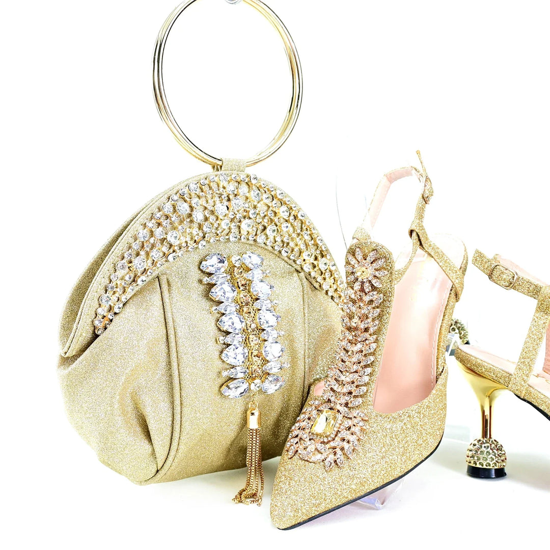 Italian Shoes & Matching Bag Set HRT1-32 – Elegant Women's Dress Collection