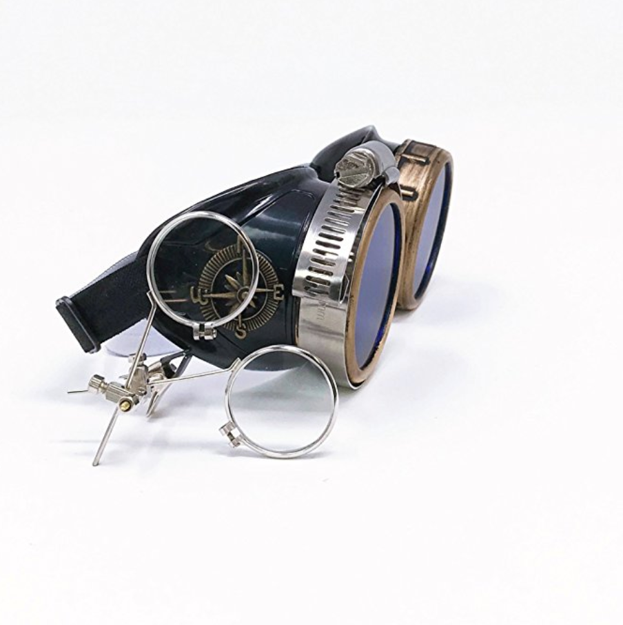 Handmade Victorian Steampunk Goggles  – Multiple Lens Colors
