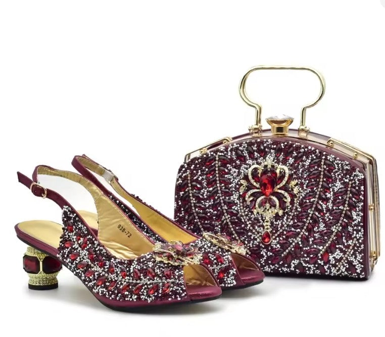 Italian Shoes & Matching Bag Set ED201 – Blue Elegant Heels