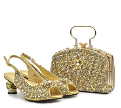 Italian Shoes & Matching Bag Set ED201 – Blue Elegant Heels