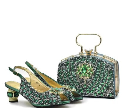 Italian Shoes & Matching Bag Set ED201 – Blue Elegant Heels