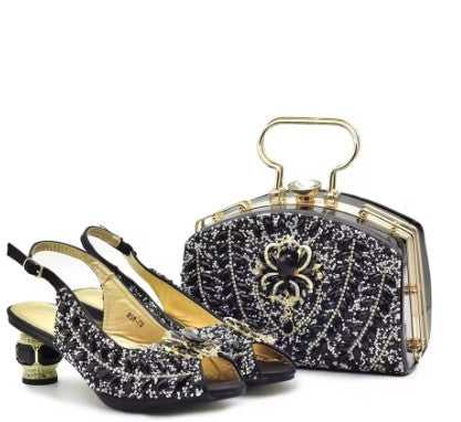 Italian Shoes & Matching Bag Set ED201 – Blue Elegant Heels
