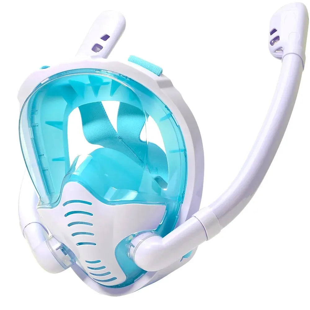 180° Panoramic Full-Face Snorkel Mask with Dual Snorkels