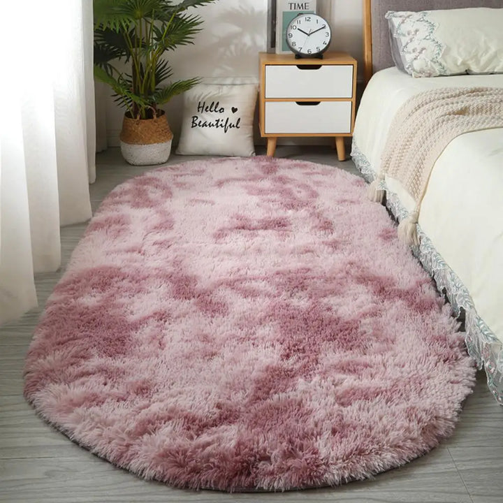 Soft Oval Bedside Rug | Plush Bedroom & Living Room Floor Mat
