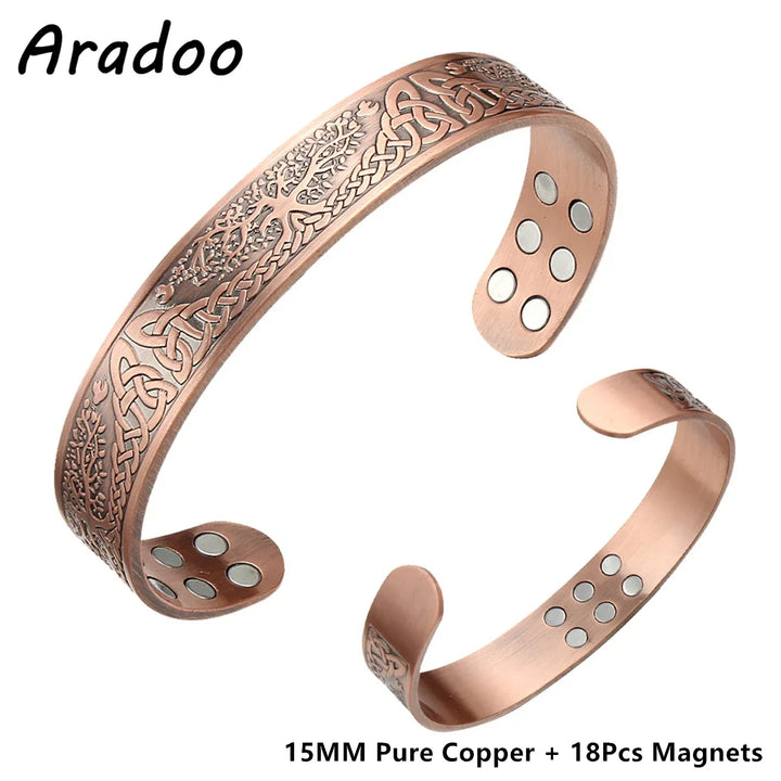 ARADOO Braided Pure Copper Magnetic Cuff Bracelet for Women