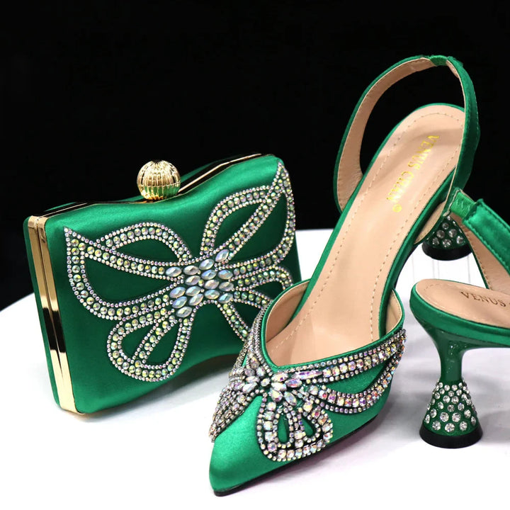 Italian Shoes & Matching Bag Set  – Elegant Red Dress Collection