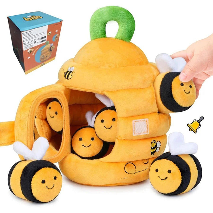 Soft Baby Beehive Toy with 5 Sensory Rattles for 6-12 Months