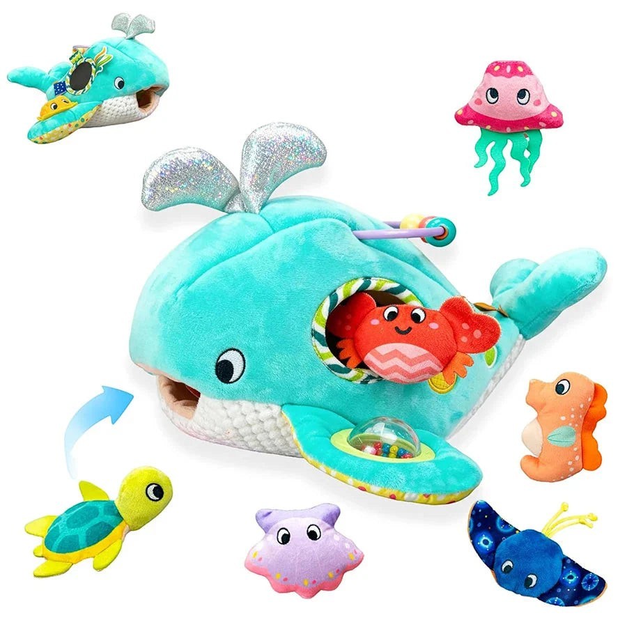 Soft Baby Beehive Toy with 5 Sensory Rattles for 6-12 Months