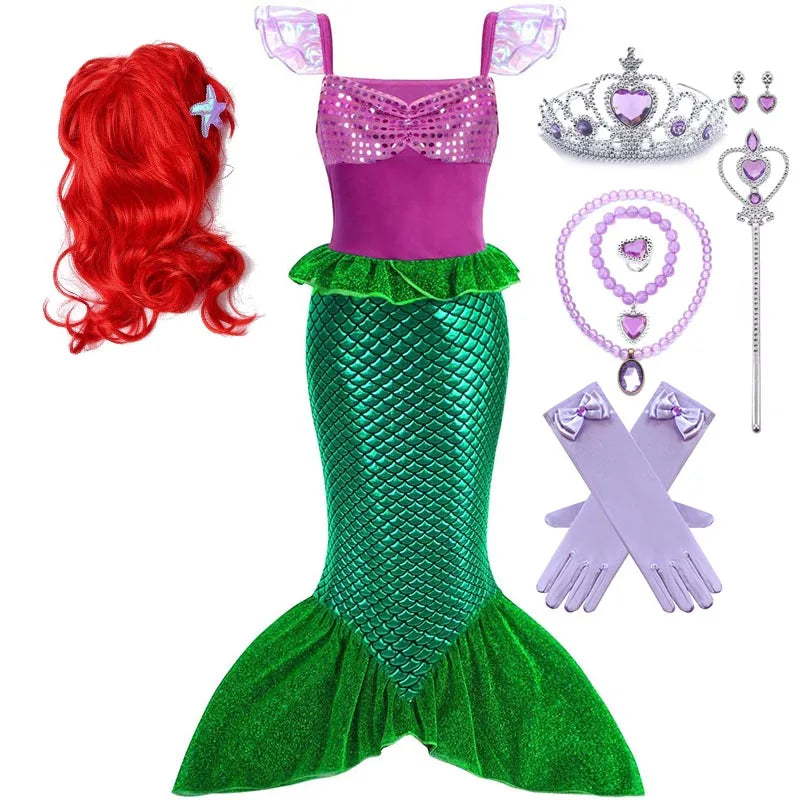 Kids’ Mermaid Princess Costume Dress – Cosplay Party Outfit