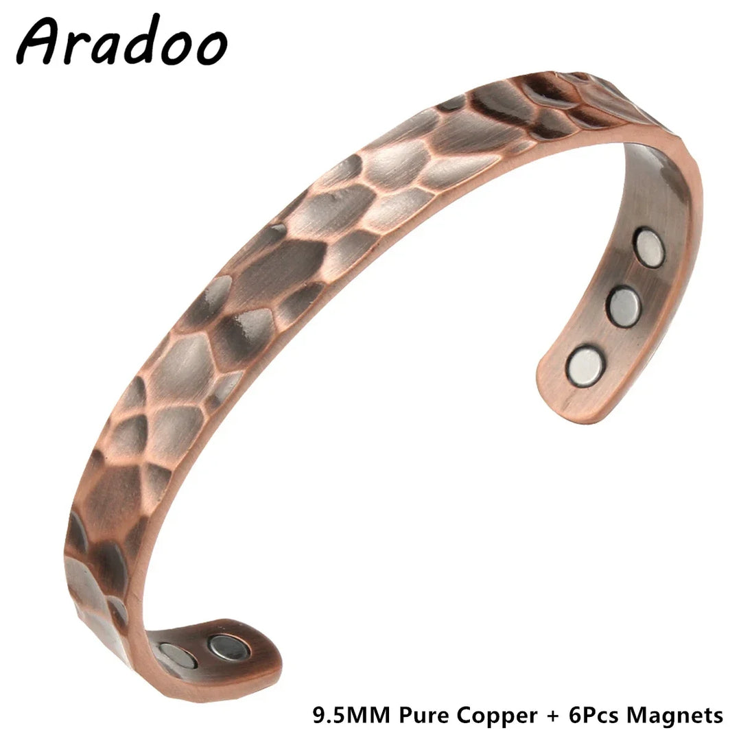 ARADOO Braided Pure Copper Magnetic Cuff Bracelet for Women