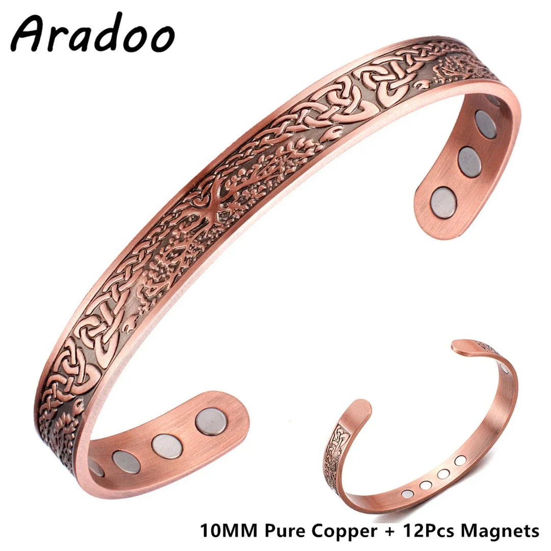 ARADOO Braided Pure Copper Magnetic Cuff Bracelet for Women