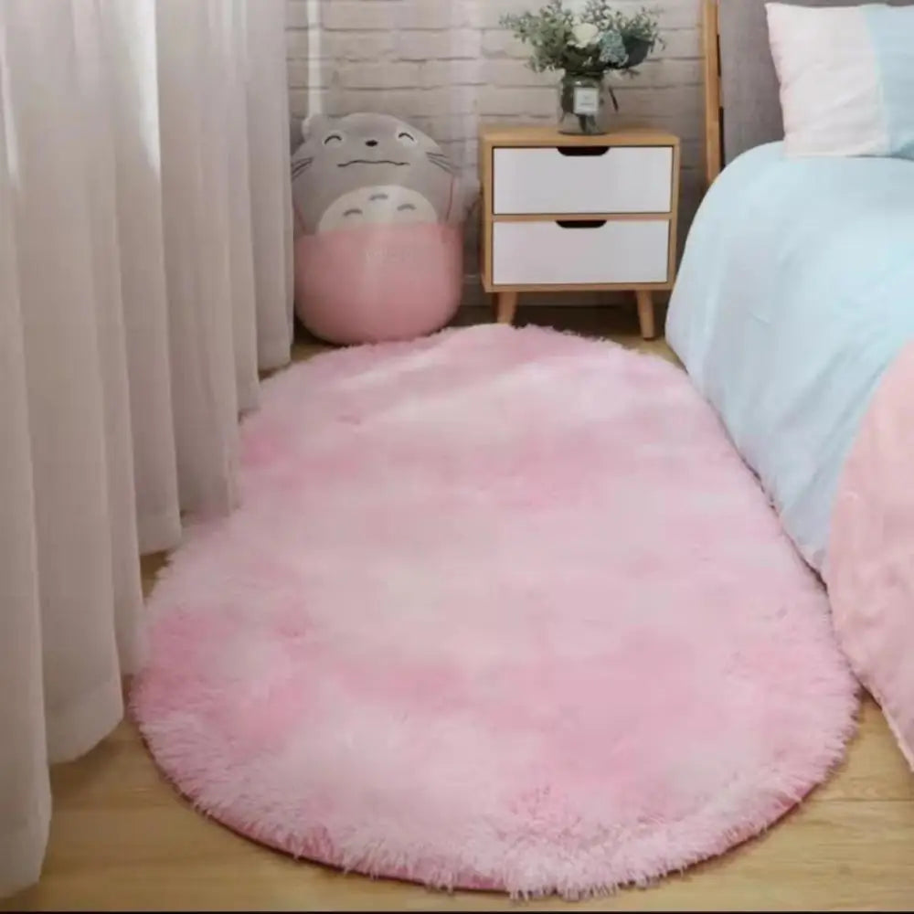Soft Oval Bedside Rug | Plush Bedroom & Living Room Floor Mat