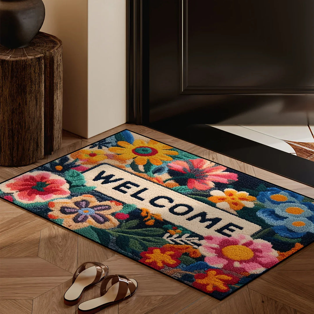 Floral Non-Slip Doormat | Absorbent Flower Welcome Floor Mat