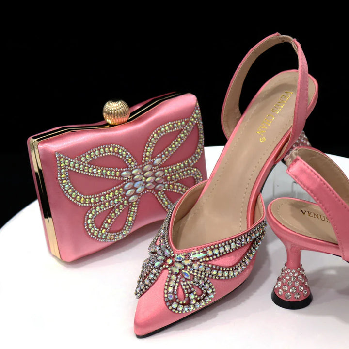 Italian Shoes & Matching Bag Set  – Elegant Red Dress Collection