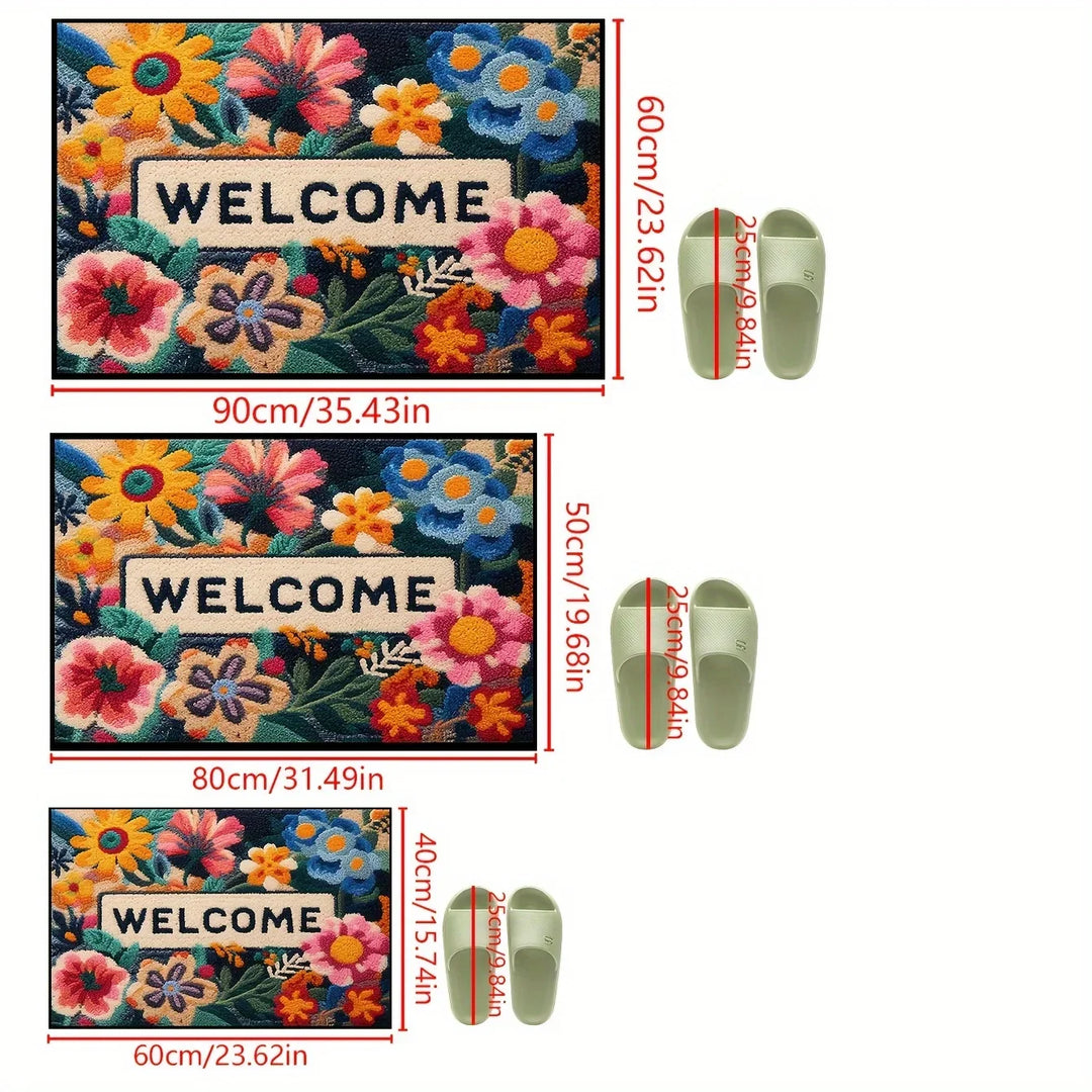 Floral Non-Slip Doormat | Absorbent Flower Welcome Floor Mat