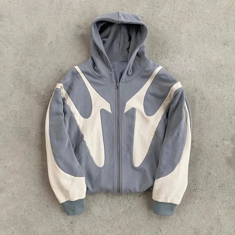 Graphic Zip-Up Hoodie – Y2K Harajuku Streetwear