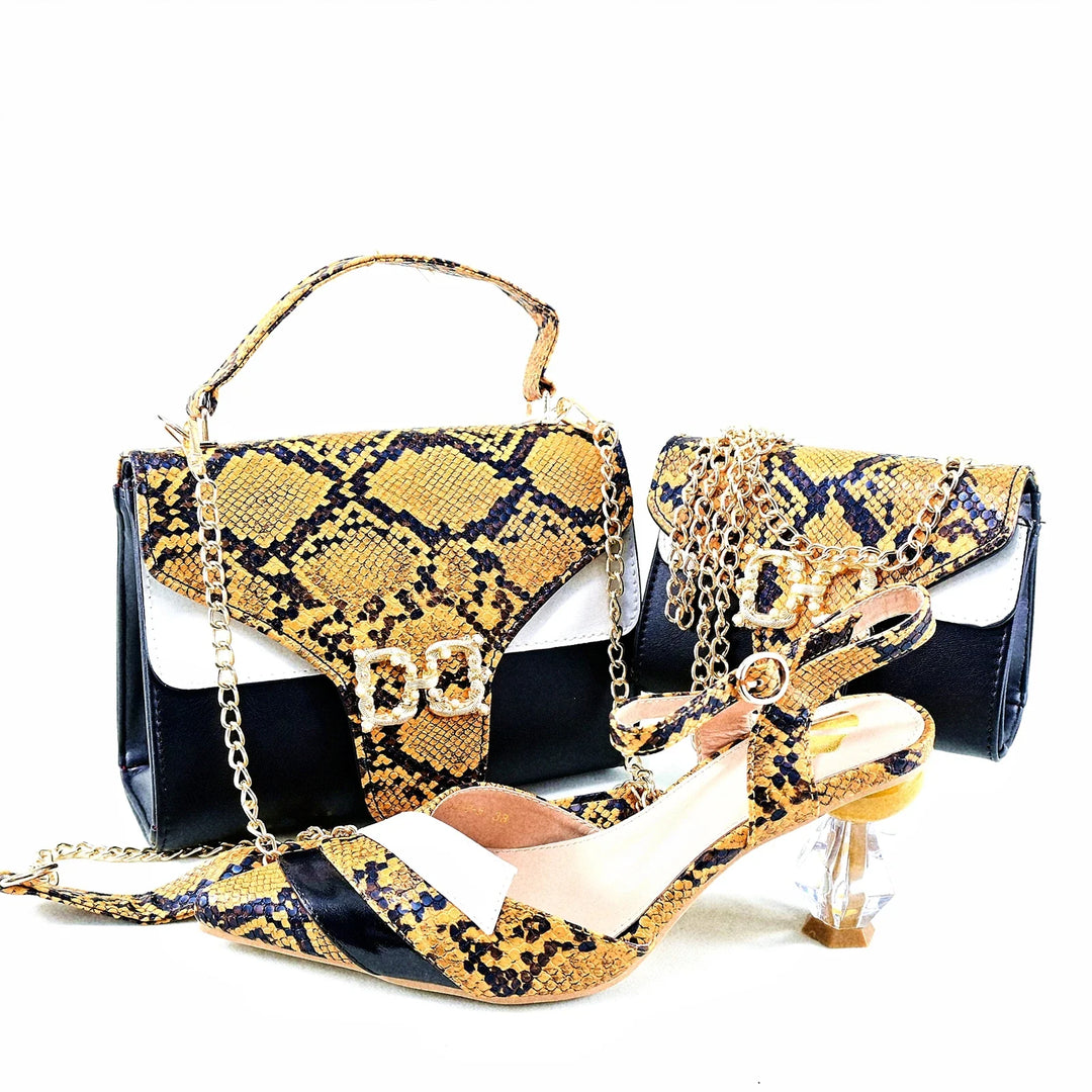 Red Alligator Shoes & Matching Bag Set – Elegant Women's Dress Collection