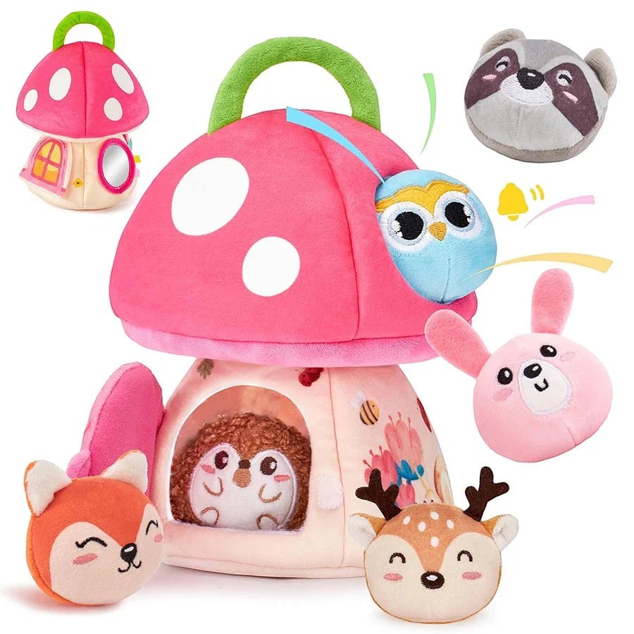 Soft Baby Beehive Toy with 5 Sensory Rattles for 6-12 Months
