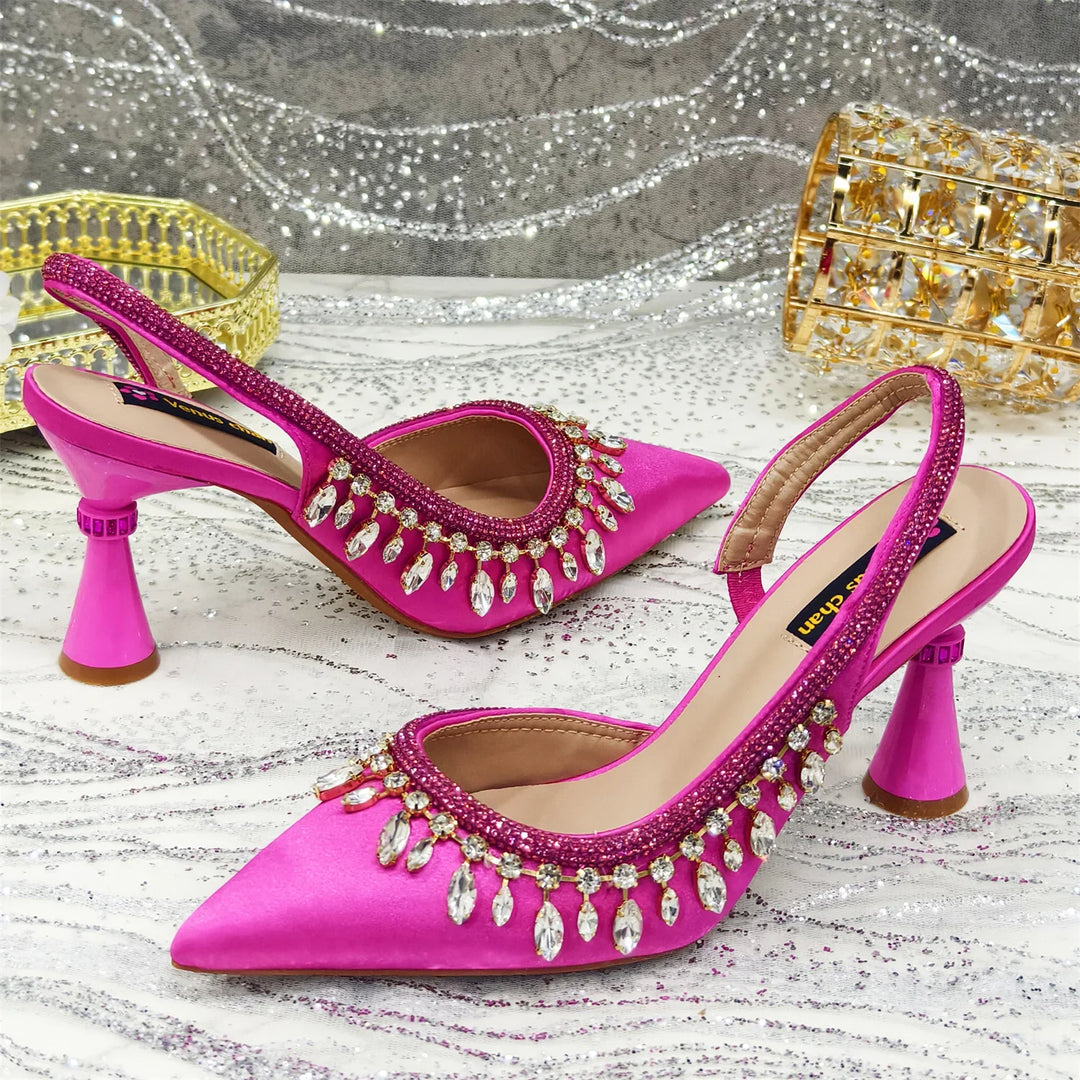 Women's Green Heels & Matching Bag Set ED-67 – Pointed Toe Slingbacks