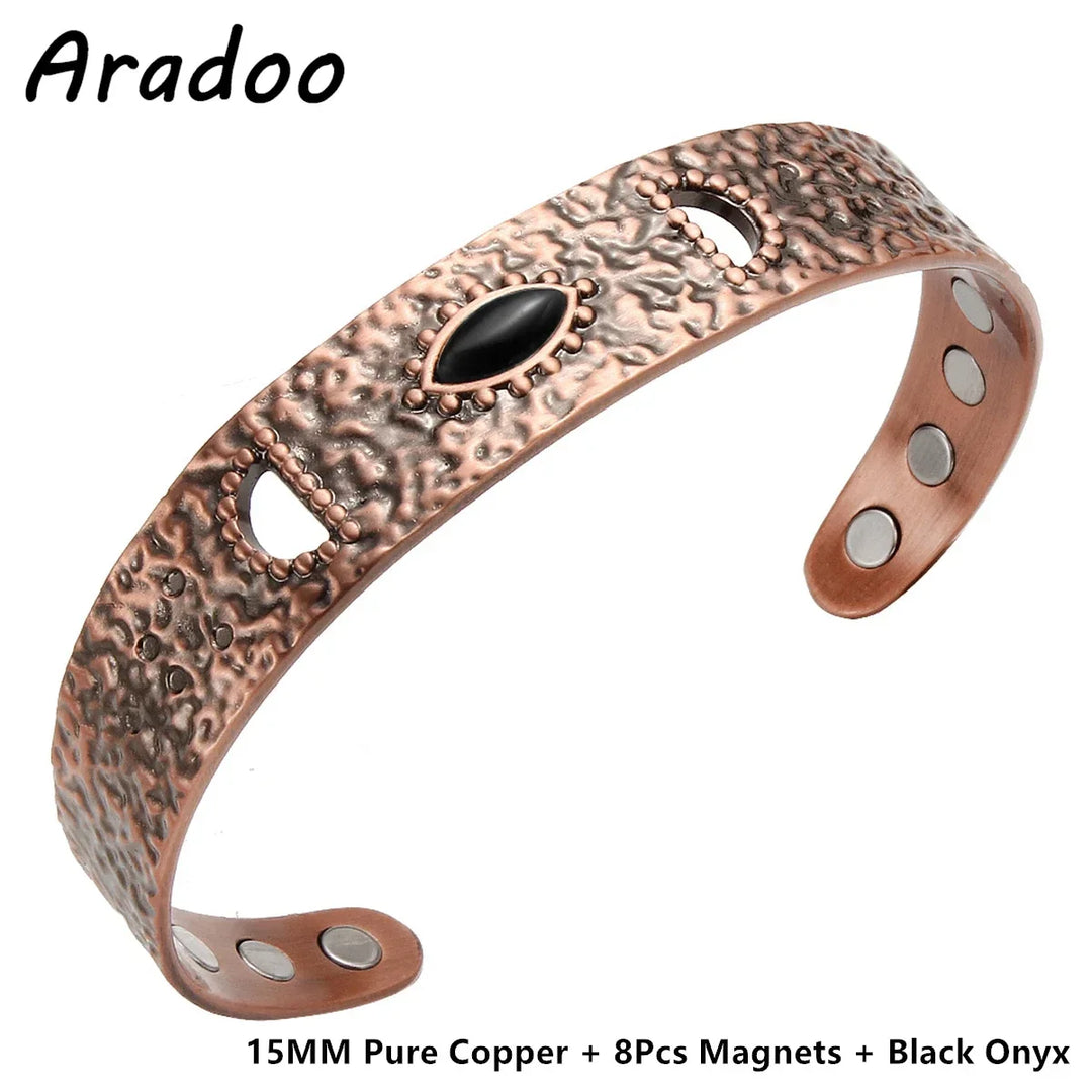 ARADOO Braided Pure Copper Magnetic Cuff Bracelet for Women