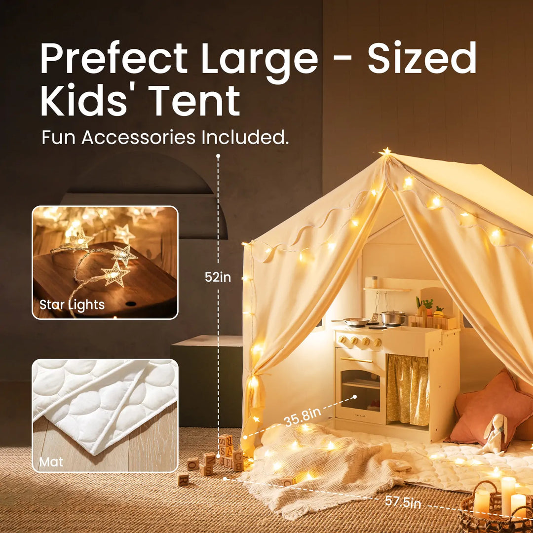 Tiny Land® Kids Play Tent with Star Lights – Large & Cozy