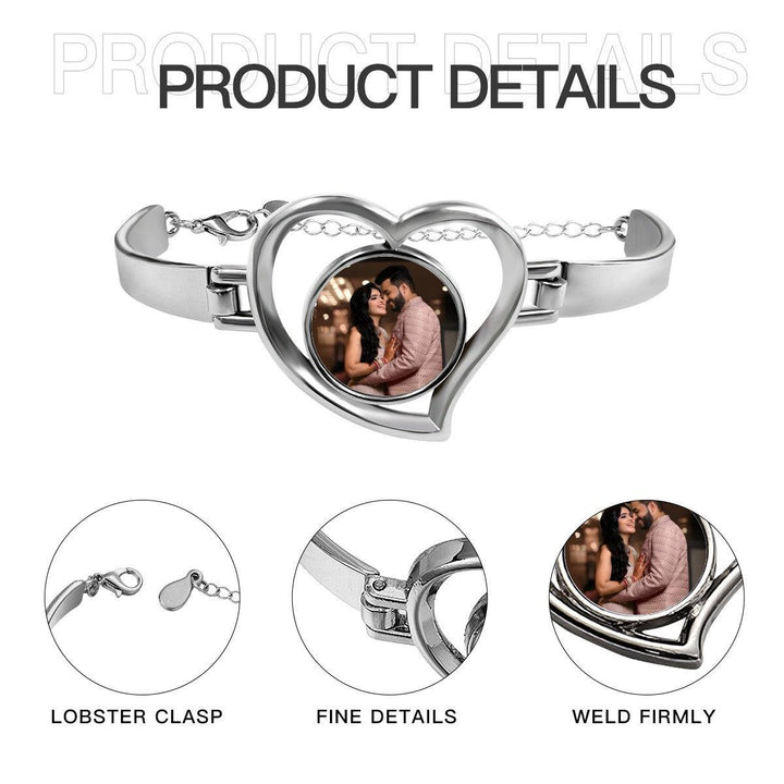 Custom Photo Heart Bracelet – Personalized Picture Bangle