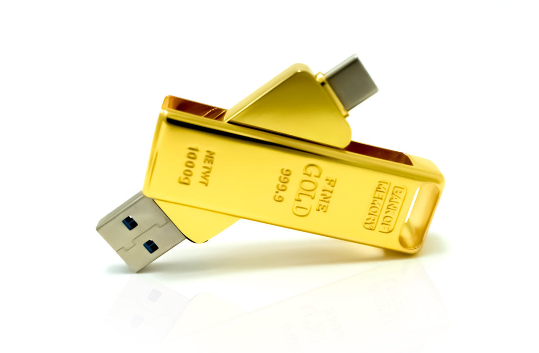 Gold Bar USB 3.1 Flash Drive | Dual USB-A & USB-C Memory Drive