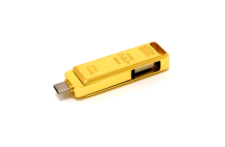 Gold Bar USB 3.1 Flash Drive | Dual USB-A & USB-C Memory Drive