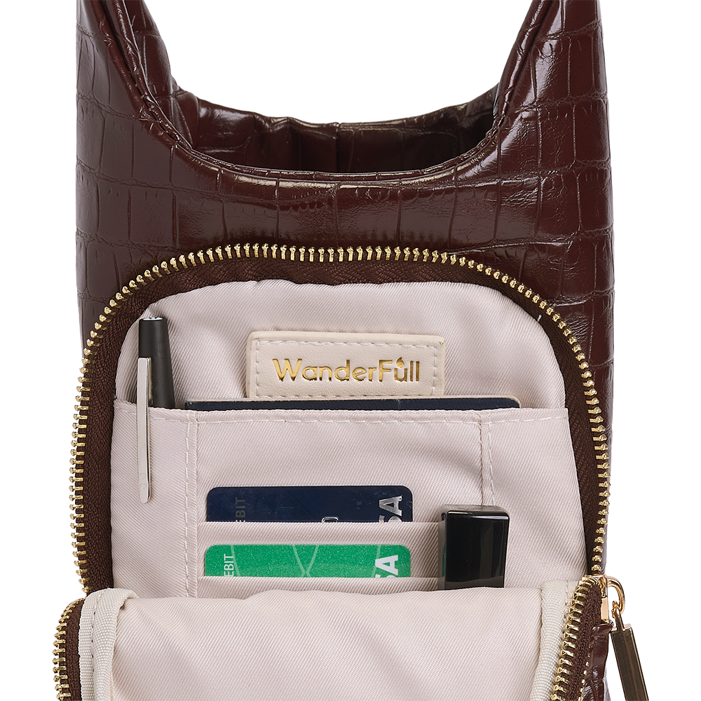Merlot Faux Croc Water Bottle Crossbody Bag | HydroBag®