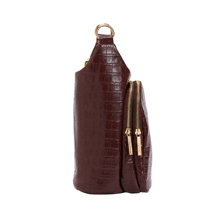 Merlot Faux Croc Water Bottle Crossbody Bag | HydroBag®