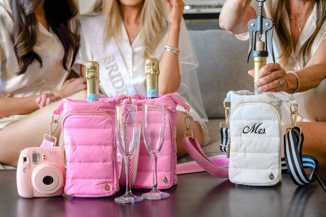 Bride HydroBag® White Ripstop Water Bottle Bag | Mrs. Monogram
